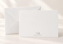 Load image into Gallery viewer, White greeting card back featuring the Seaside Candle Co. logo and trademark, beside a white envelope.