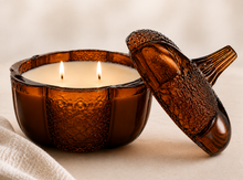 Load image into Gallery viewer, Heirloom Pumpkin Crystal Amber Soy Candle