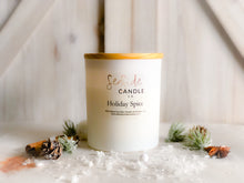 Load image into Gallery viewer, Our Holiday Spice is a delightful blend of red cinnamon, Spiced notes of apples and orange. This fragrance oil is infused with natural essential oils, including Vanilla, Citronella, Clove Leaf, Lemon, and Patchouli Essential Oils. This is a light scented aroma. 